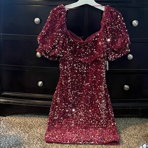 Altar'd State Burgundy Sequin Top